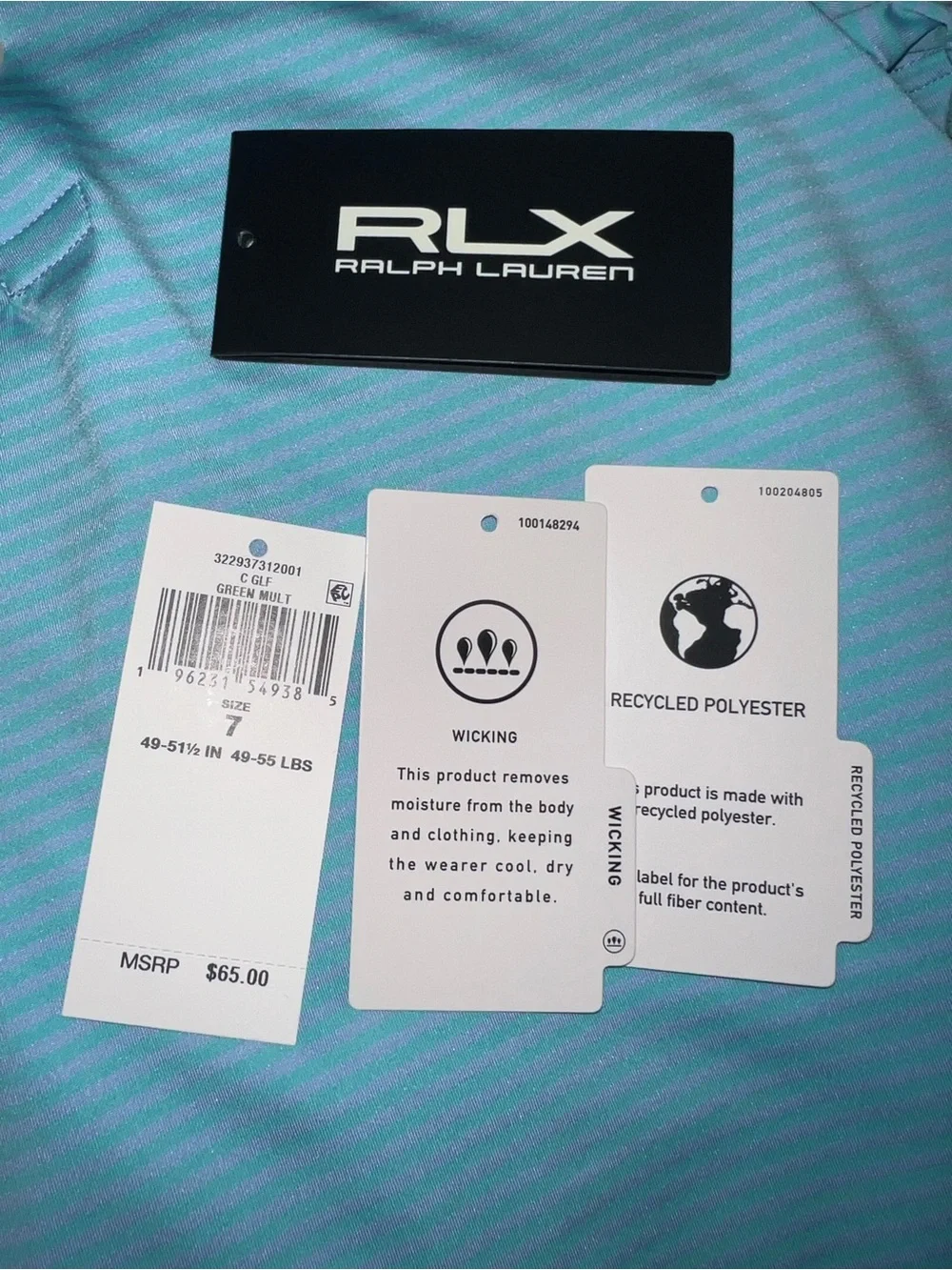 New Ralph Lauren RLX Golf Polo boys 7 blue and purple striped NWT